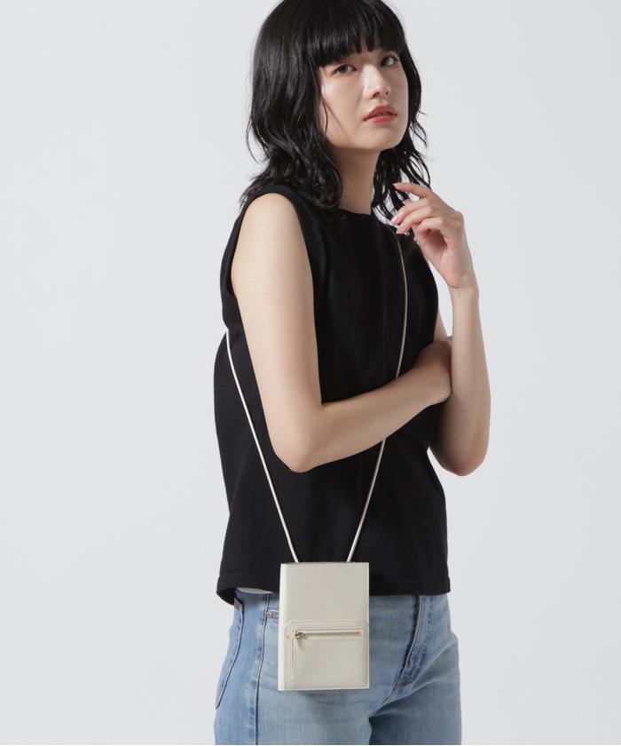 ラルコバレーノ】スマートショルダーウォレット WHITE*GRAY