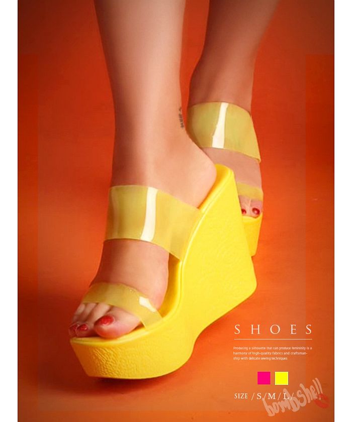 YELLO クリアウェッジサンダル yello クリアウェッジサンダル サイズS