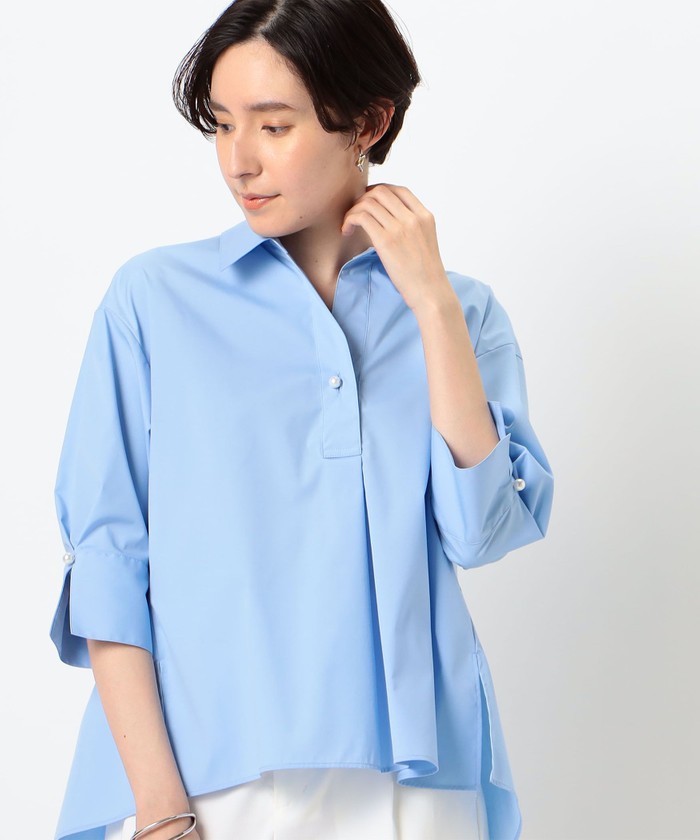 ブラウス シャツ ノースリパールスキッパー レディース セール】martinique/ノースリーブパールスキッパー（シャツ