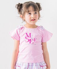 BeBe/【お揃い】チェック肩リボンフレア袖Tシャツ(90~150cm)/505294862