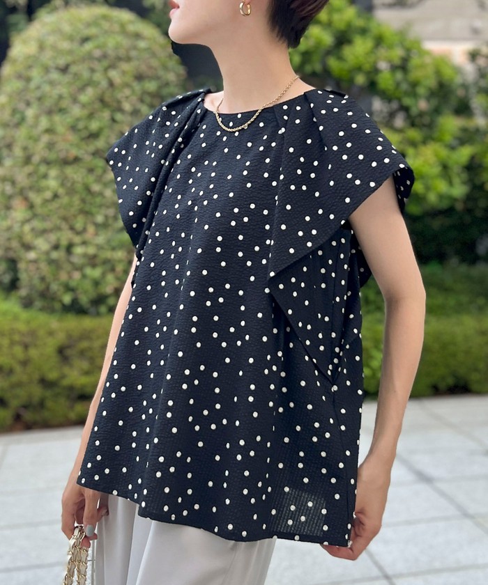 BEARDSLEYドットリップルブラウス美品