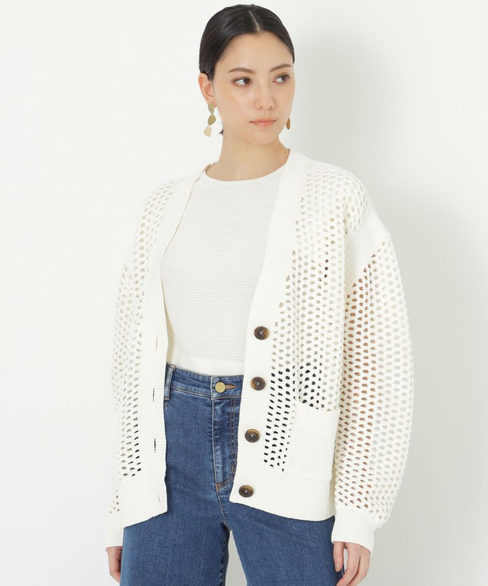 新品　エポカ　メッシュカーディガン セール 50%OFF】【La maglia estate】ビッグメッシュ ニット