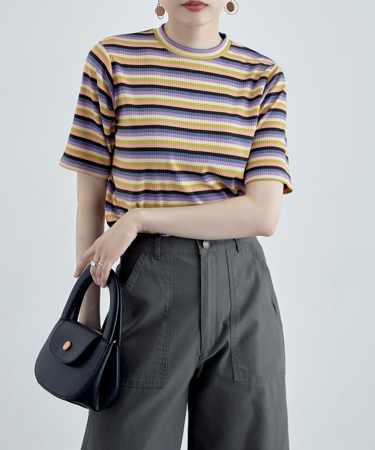 tシャツ (CREOLME)マルチボーダートップス レディース CREOLME（クレオルム）の「(CREOLME)マルチボーダートップス（T