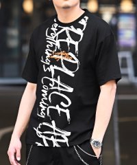 LUXSTYLE/落書きロゴプリント半袖Tシャツ/Tシャツ メンズ 半袖 ロゴ プリント 落書き風 ペイント オーバーサイズ/505317394