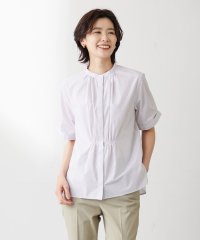 J.PRESS LADIES（LARGE SIZE）/【洗える】APESCO ストライプ バンドカラー ブラウス/505318109