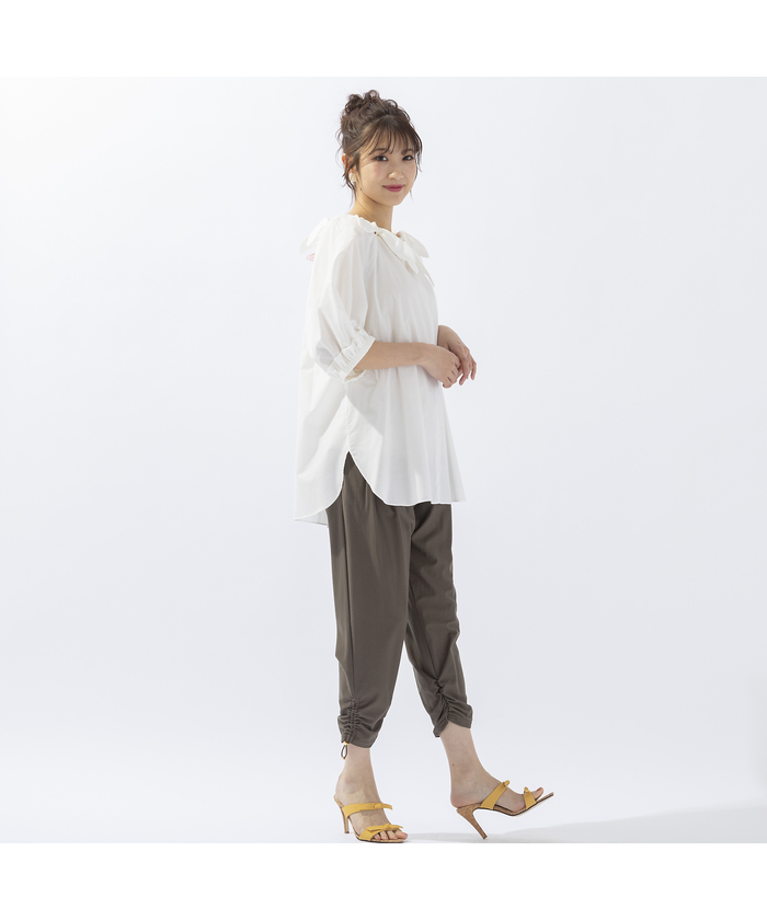 東京メトロ 大きいサイズ ローズティアラ ウエストゴム 綺麗め パンツ
