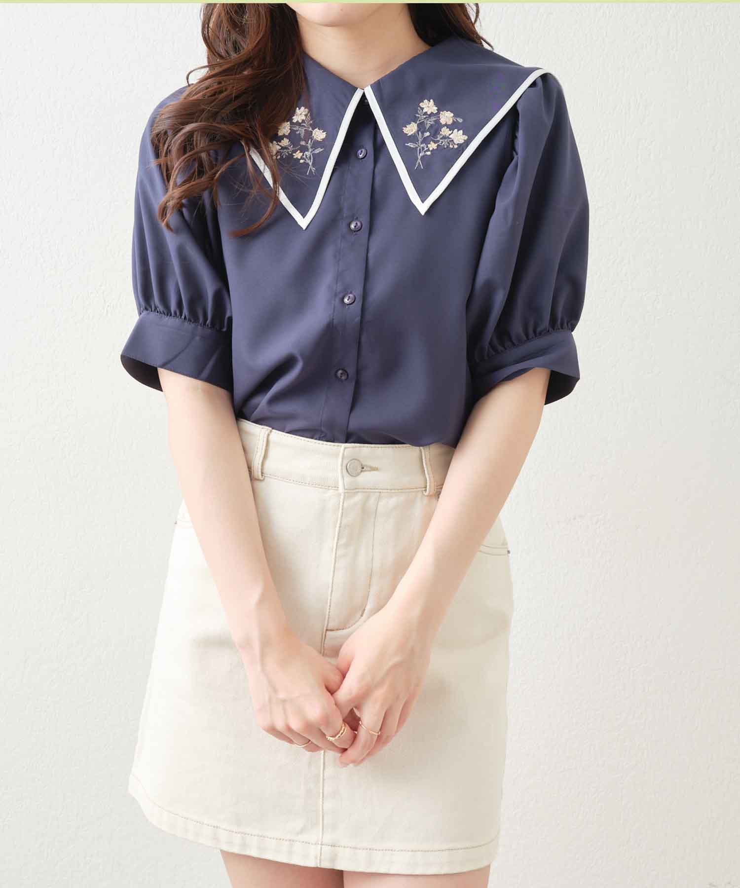セール】セーラーカラー刺繍ブラウス(505312503) | オリーブデ