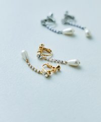 niana/パーティー イヤリング 両耳 アクセサリー パール ビジュー ロング 華奢 チェーン ゴールド シルバー ドレス ジュエリー 結婚式 セレモニー 入園式 卒園式/505320671