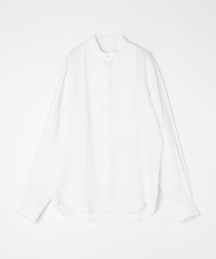 美品✨BOURRIENNE Paris X 長袖 シャツ ノーカラー M 白 BOURRIENNE Paris X/ブリエンヌ パリ】CHEMISE SUPERNOVA LIN