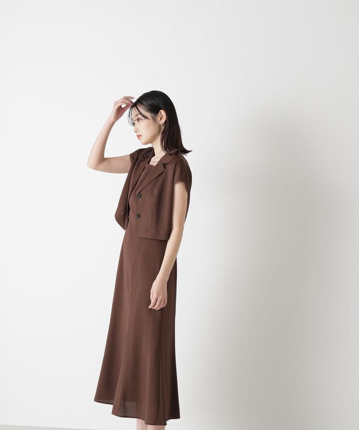 セール 10%OFF】ショートジャケット&スクエアネックワンピース セール 10%OFF】ショートジャケット&スクエアネックワンピース