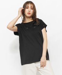 mili an deni/レース使いＴシャツ 花柄レース 綿100% ボートネック カットソー 半袖 M L トップス レディース/505328987