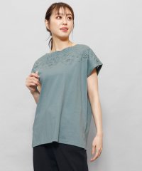 mili an deni/レース使いＴシャツ 花柄レース 綿100% ボートネック カットソー 半袖 M L トップス レディース/505328987