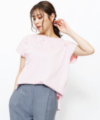 mili an deni/レース使いＴシャツ 花柄レース 綿100% ボートネック カットソー 半袖 M L トップス レディース/505328987