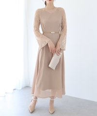 BLUEEAST/ブルーイースト BLUEEAST 《結婚式 パーティー 二次会》レーススリットスリーブロング丈パーティードレス/505329059