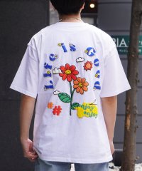 1111clothing/オーバーサイズ Tシャツ メンズ ビッグTシャツ レディース クルーネック 花柄 半袖Tシャツ 綿100% イラスト ワンポイント バックプリント グラフィティ/505329203
