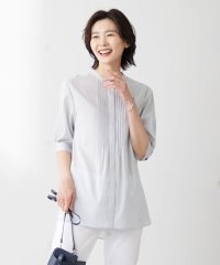 J.PRESS LADIES（LARGE SIZE）/【WEB限定カラーあり・洗える】ラミーポプリン バンドカラー ブラウス/505330211