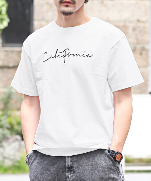 ラグスタイル LUXSTYLE 筆記体California刺繍Tシャツ/Tシャツ ラグスタイル LUXSTYLE 筆記体California刺繍Tシャツ/Tシャツ