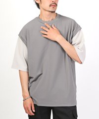 LUXSTYLE/カットジョーゼットフェイクレイヤードTシャツ/Tシャツ メンズ 半袖 ビッグシルエット フェイクレイヤード 梨地 無地/505331248