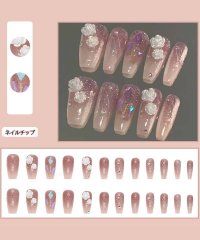 shoppinggo/ショッピングゴー shoppinggo ネイルチップ 花 シンプル ブライダル ピンク つけ爪 ネイルアート アートチップ デコチップ オーバル【返品不可商品】/505332071