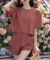 TeddyShop/テディショップ Teddyshop レディース水着 4WAYクロップドバックシャントップス+リボンショートパンツ+ビキニ 4点セット【返品不可商品】/505252409