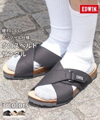 JEANS MATE/【EDWIN】リップストップ クロスベルト サンダル ワンポイントブランドロゴ フットベッド 紳士 事務所履き スリッパ つっかけ/505329177