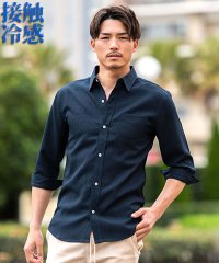 CavariA/キャバリア CavariA CavariA 接触冷感サマーパナマ7分袖レギュラーシャツ 涼しい/505334080