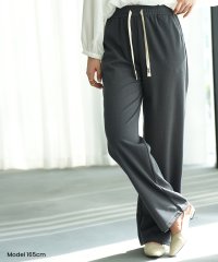 SEU/ひんやり涼しいリブワイドパンツ ストレートパンツ 体型カバー リラックスパンツ ワンマイルウェア カジュアル 韓国ファッション/505335591