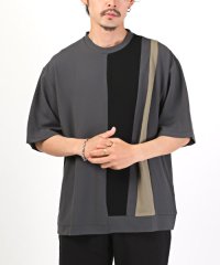 LUXSTYLE/梨地アシンメトリー切替BIGTシャツ/Tシャツ メンズ 半袖 ビッグシルエット 梨地 アシンメトリー/505337072