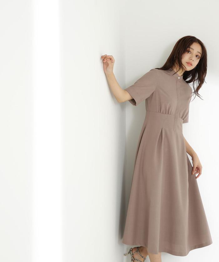 ナチュラルビューティーベーシック　バンドカラー　シャツワンピース　ネイビー 楽天市場】【SALE／30%OFF】バンドカラーシャツワンピース