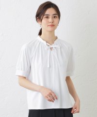 AMACA/プレーティング天竺　スキッパーリボンカットソー/505323839
