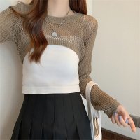 miniministore/メッシュ編み ニットトップス ショート丈/505324535