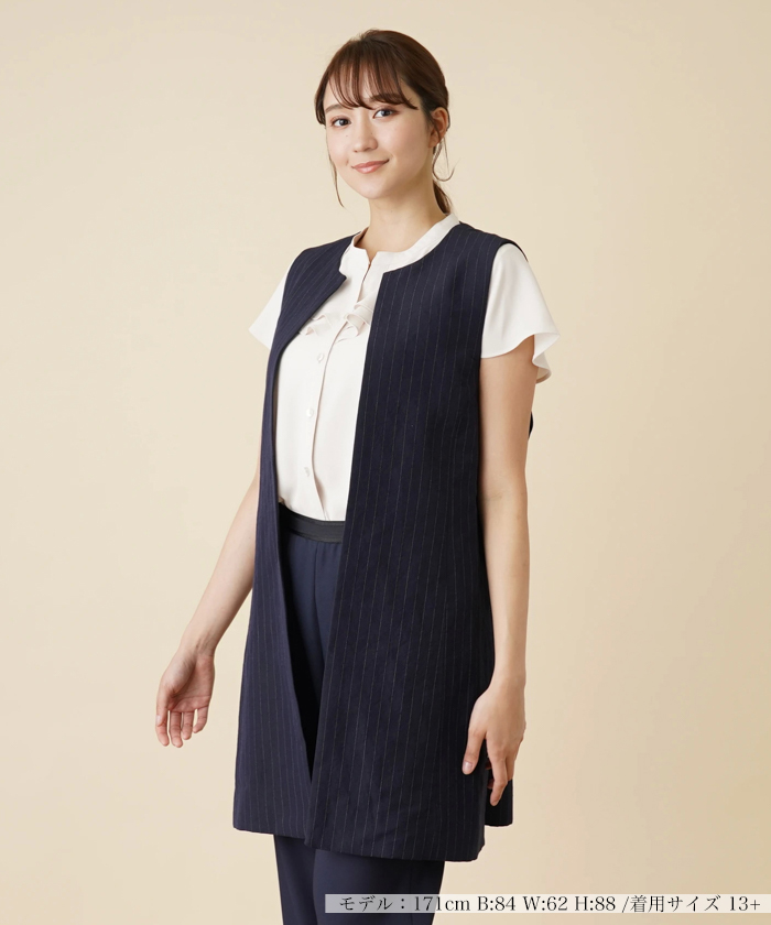 レリアン Leilian EZUMi レディース ロングジレ ロング ベスト LEILIAN レリアン 現行タグ ロングジレ ベスト サイズ:9 グレー