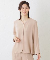 AMACA/ストレッチマットサテン　Vネック前開きブラウス/505309953