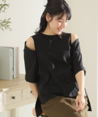 PourVous/プールヴー PourVous ショルダーオープン半袖Tシャツ/505339670