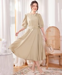 DRESS+/ワンピース ミモレ丈 結婚式 フォーマル ベルト付き/505340043