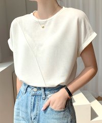 Dewlily/デューリリー Dewlily フレンチスリーブカットソー レディース トップス 春服 夏服 韓国ファッション 10代 20代 30代 ロールアップ オフィスカジ/505340513