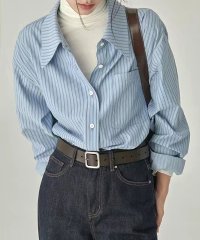 Dewlily/ストライプブラウス レディース トップス シャツ 長袖 春服 秋服 韓国ファッション 10代 20代 30代 オフィスカジュアル スクール 大きいサイズ/505340522