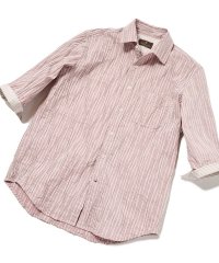 DISTINCTION MEN'S BIGI/コットンPEタックサッカーストレッチ七分袖シャツ/505340766