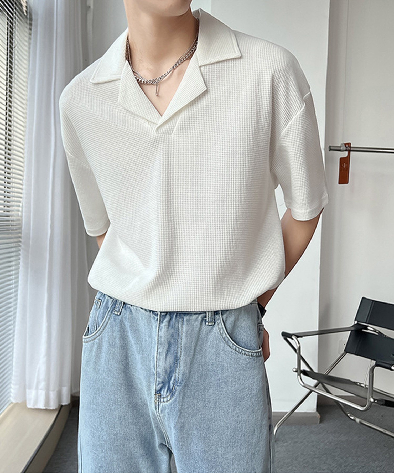 【SEVENTEENドギョム着用】アディダス☆ワッフル ポロシャツ アイボリー. SEVENTEENドギョム着用】アディダス☆ワッフル ポロシャツ