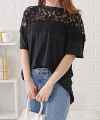 Lace Ladies/レース切替半袖Tシャツ/505328427