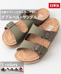 JEANS MATE/【EDWIN】リップストップ ダブルベルトサンダル ワンポイントブランドロゴ フットベッド 紳士 事務所履き スリッパ つっかけ/505329179