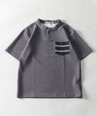 Nylaus select/エンボスワッフル ブロックドビー柄 ポケット切り替え ヘンリーネックTシャツ/505346027