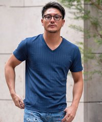 CavariA/キャバリア CavariA CavariA ストライプニットソー半袖VネックTEE/505348532