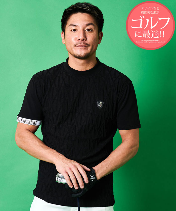 セール】VIOLA ジャガード切り替えハイネック半袖Tシャツ(505348552