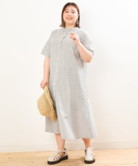 eur3/【大きいサイズ/soso×eur3】ストライプシャツワンピース/505349315