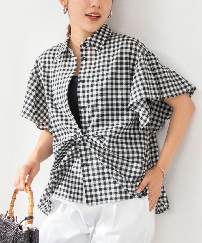 美品NOLLEY'S ノーリーズ ラッフルリボンブラウス 半袖 ストライプ 38 セール 55%OFF】ラッフルリボンブラウス(505311836