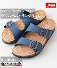 JEANS MATE/【EDWIN】リップストップ ダブルベルトサンダル ワンポイントブランドロゴ フットベッド 紳士 事務所履き スリッパ つっかけ/505329179