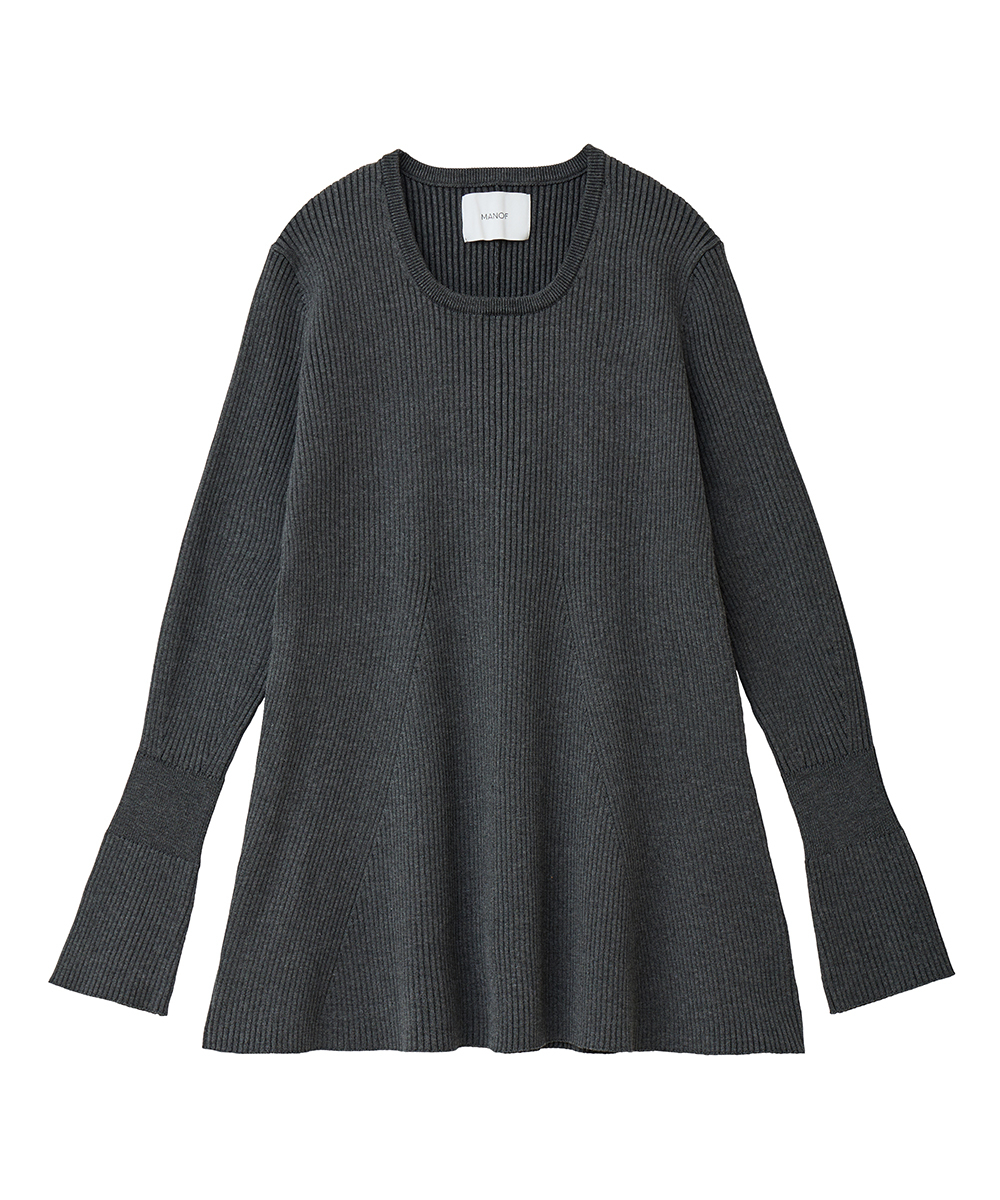 PESERICO FLARE KNIT RIB PANT ペセリコ フレア ニット リブ シアーフレアスリーブリブニット（ニット/セーター）｜Pierrot