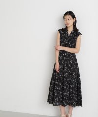 NATURAL BEAUTY BASIC/ガーデンフラワープリントギャザー切替ワンピース23AW/505371457
