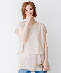 NIJYUSANKU（SMALL SIZE）/【洗える】バックサテンアムンゼン フレンチスリーブ ブラウス/505372388